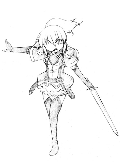 1girl, camel_(dansen), cecil_(mon-musu_quest!), female, long_gloves, mon-musu_quest!, monochrome, open_mouth
