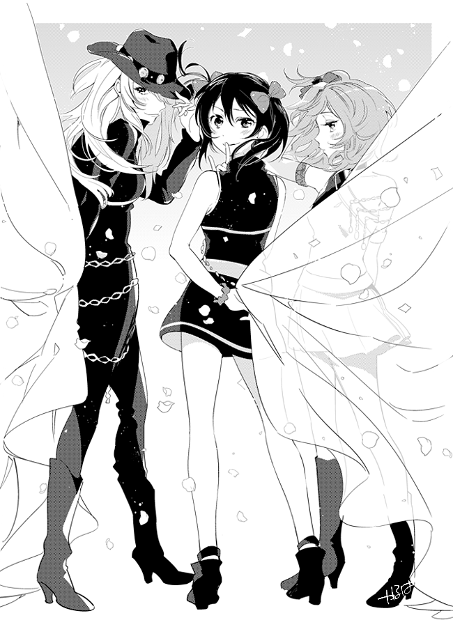 \m/, artist_name, ayase_eli, bibi_(love_live!), boots, bow, bracelet, chains