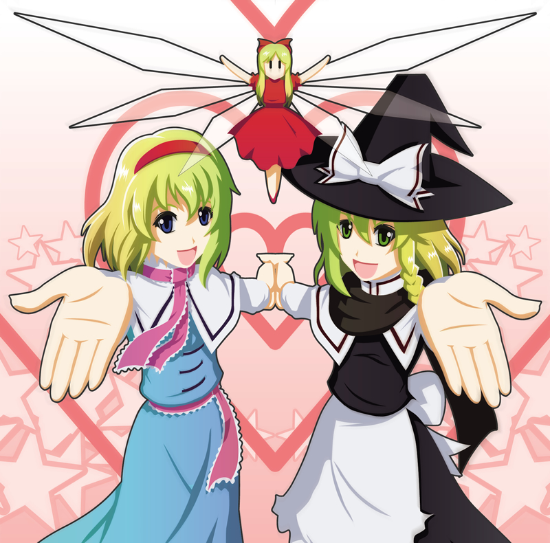 blonde_hair, blue_eyes, dress, foreshortening, green_eyes, hands, hat, hourai_doll