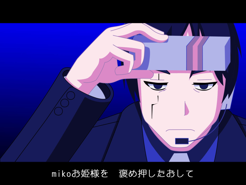 albatrosicks, black_hair, blue_eyes, headset, male, quim_underconstruction
