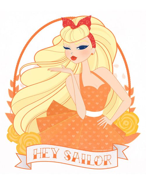 1girl, adapted_costume, aino_minako, artist_request, bandanna, bangs, belt, bishoujo_senshi_sailor_moon, blonde_hair, blowing_kiss, bumper_bangs, dress, earrings, flower, hand_on_hip, heart_print, lipstick, orange_dress, orange_rose, red_lipstick, rose, sailor_venus, solo, source_request, wink