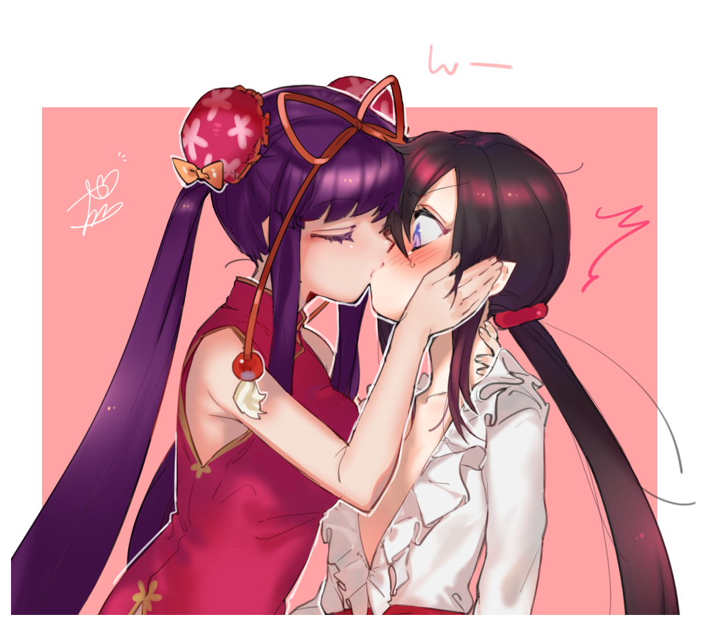 00s, 1girl, androgynous, blush, brown_hair, china_dress, chinese_clothes, closed_eyes