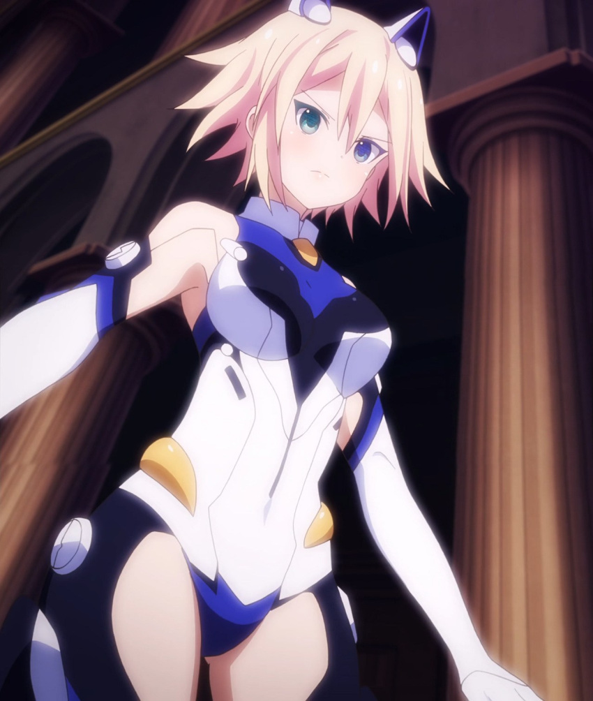 1girl, ange_vierge, blonde_hair, blue_eyes, code_omega_77_stella, green_eyes, highres, multicolored_eyes