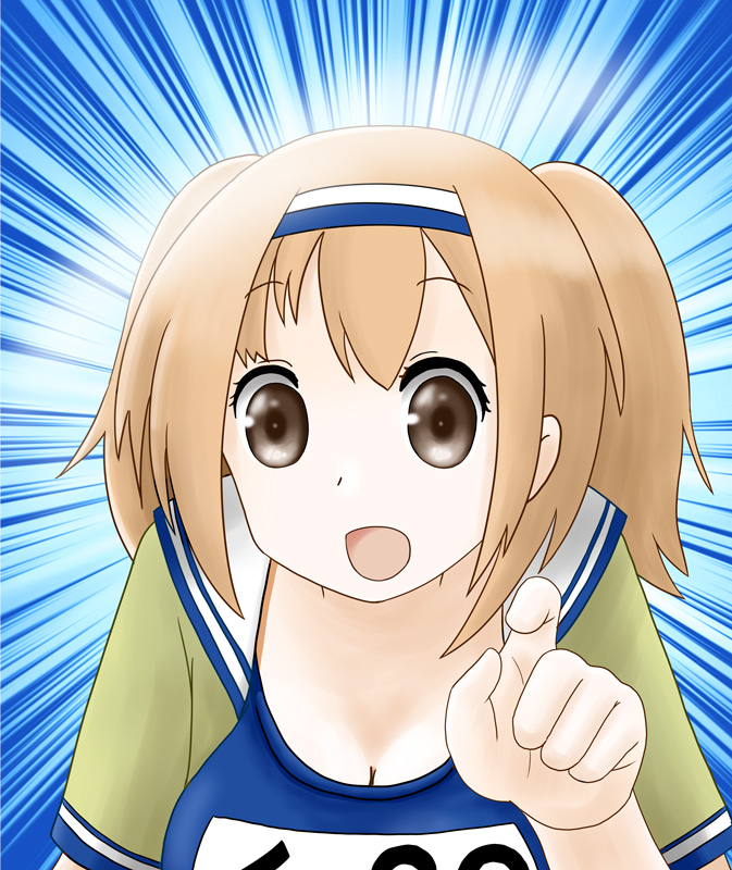 1girl, aiuchi_akio, breasts, cleavage, hairband, i-26_(kantai_collection), kantai_collection, large_breasts, light_brown_eyes, light_brown_hair, long_hair, name_tag, new_school_swimsuit, open_clothes, open_mouth, sailor_collar, school_swimsuit, short_sleeves, smile, swimsuit, swimsuit_under_clothes, two_side_up