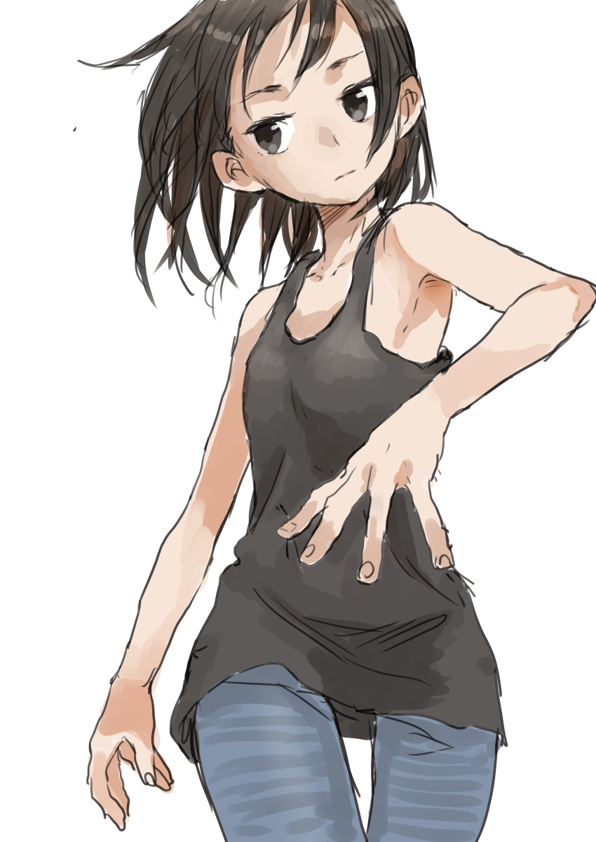 1girl, absurdres, armpits, bare_shoulders, black_dress, black_eyes, black_hair, collarbone