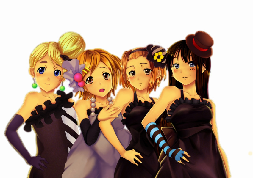 akiyama_mio, bangs, black_hair, blonde_hair, blunt_bangs, brown_hair, cruizer, don't_say_"lazy"