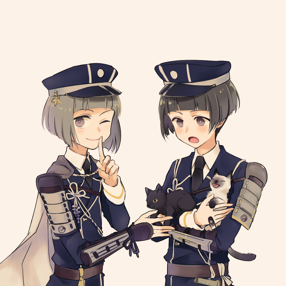 2boys, :o, ;), armor, bob_cut, brown_eyes, brown_hair, cape
