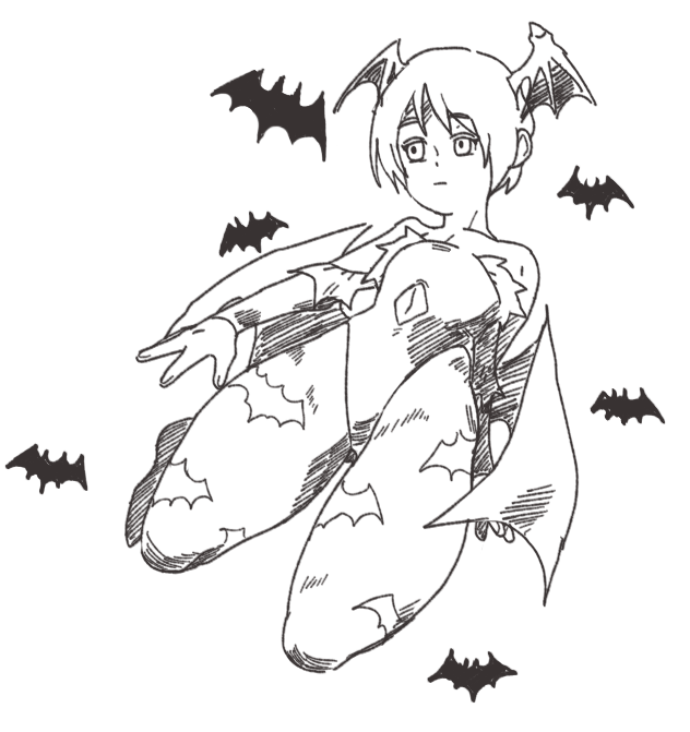 1girl, bat_print, bats, demon_wings, female, head_wings, inkerton-kun, leotard