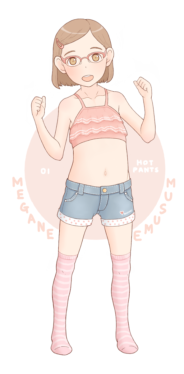 1girl, a_kun, child, eyebrows, female, glasses, hairclip, heart