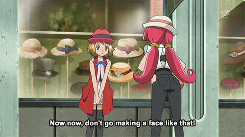 2girls, alternate_costume, alternate_hairstyle, animated, animated_gif, aria_(pokemon), ass, blonde_hair