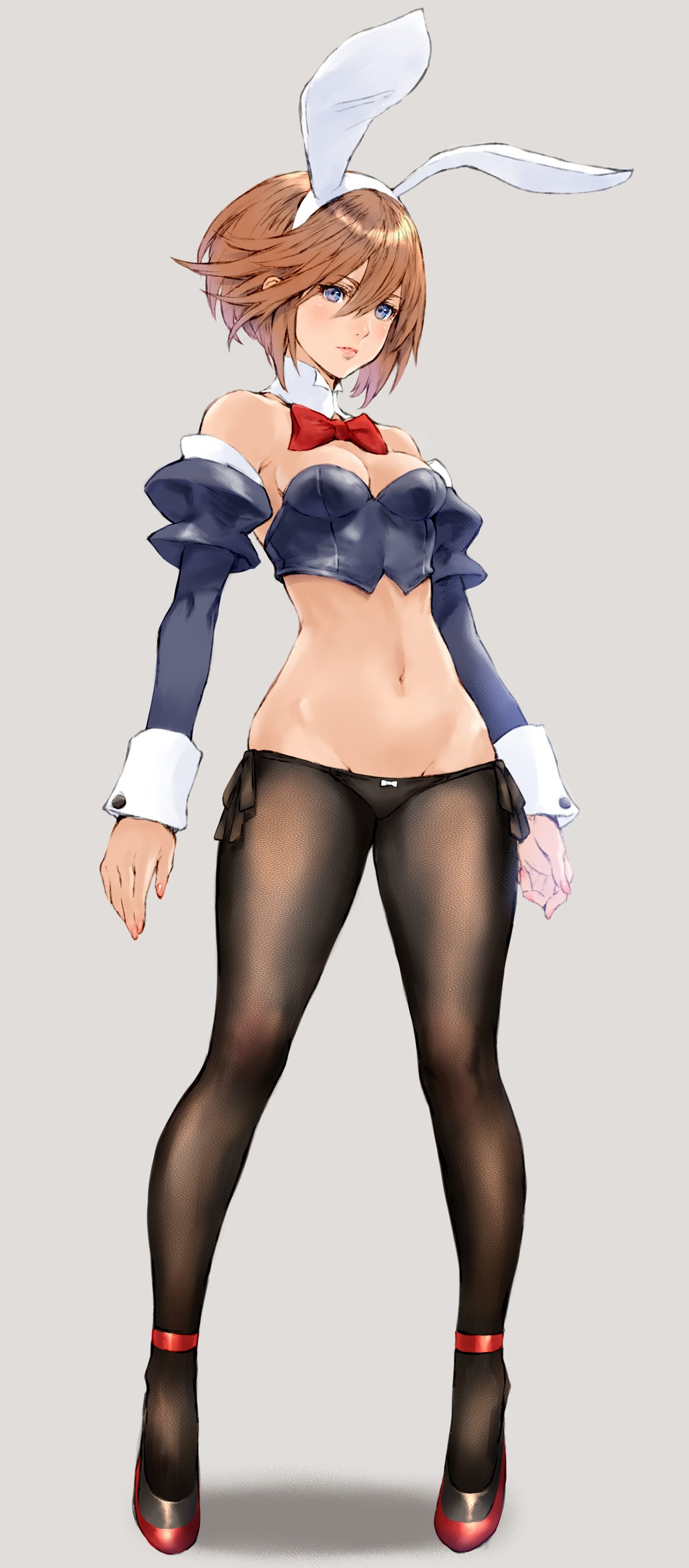 1girl, absurdres, animal_ears, bangs, bare_shoulders, black_legwear, blue_eyes, blush