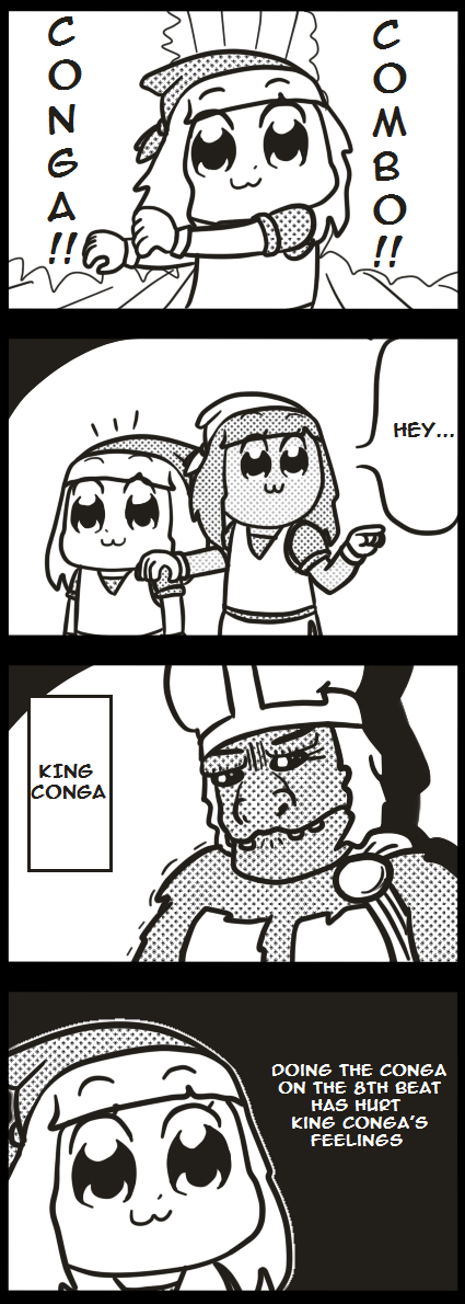 2girls, 4koma, animal, bkub_(style), cadence_(necrodancer), chibi, comic, crown
