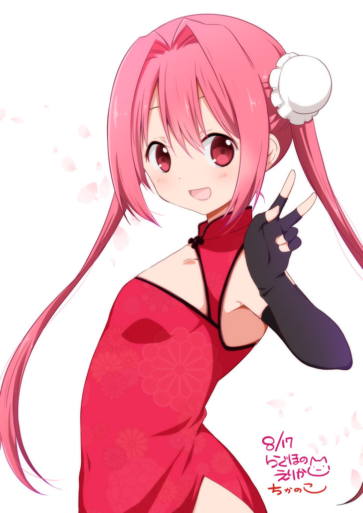 1girl, artist_name, bun_cover, chikanoko, china_dress, chinese_clothes, copyright_name, dated