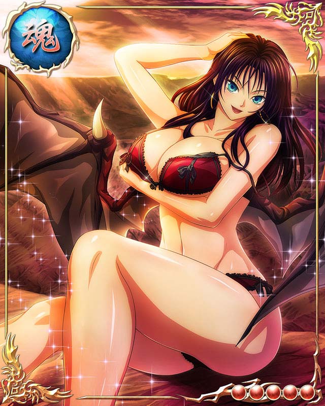 1girl, ass, bare_arms, bare_legs, bare_shoulders, bastard!!, black_hair, blue_eyes