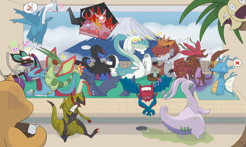 ..., alolan_exeggutor, altaria, bath, bathhouse, bathtub, bird, covered_eyes