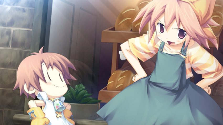 bread, coco_(katahane), food, fue_(tsuzuku), game_cg, hands_on_hips, highres, katahane