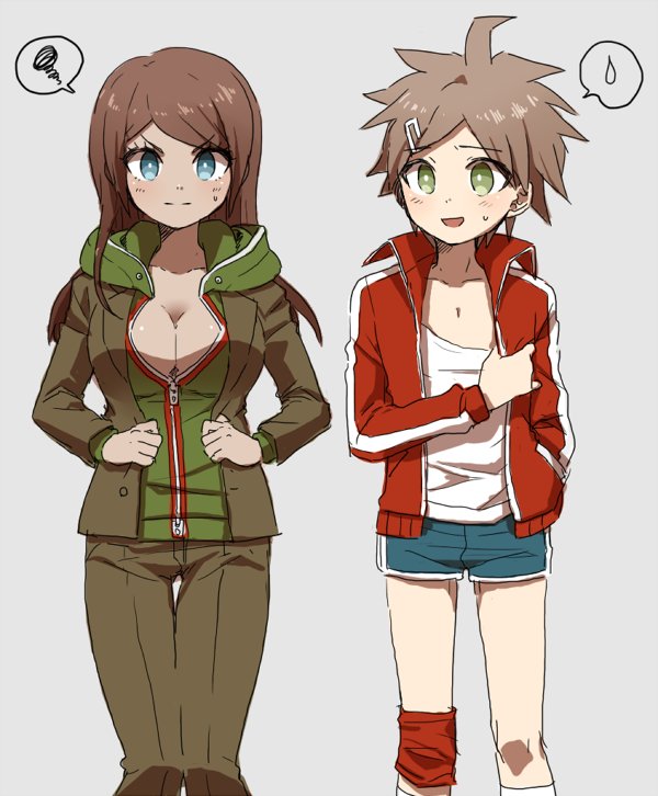 1boy, 1girl, 24x24, ahoge, asahina_aoi, asahina_aoi_(cosplay), blue_eyes, breasts