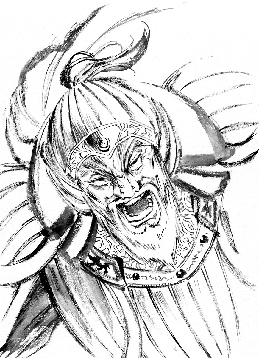 1boy, agahari, armor, beard, facial_hair, helmet, highres, kingdom