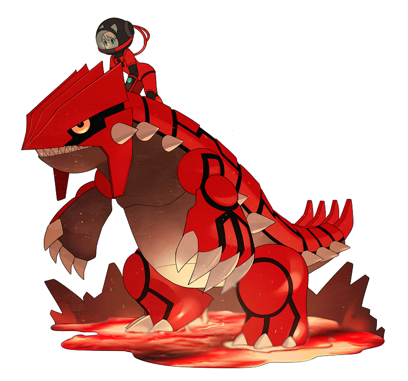 10s, 1girl, bodysuit, gojya, groudon, haruka_(pokemon), haruka_(pokemon)_(remake), molten_rock