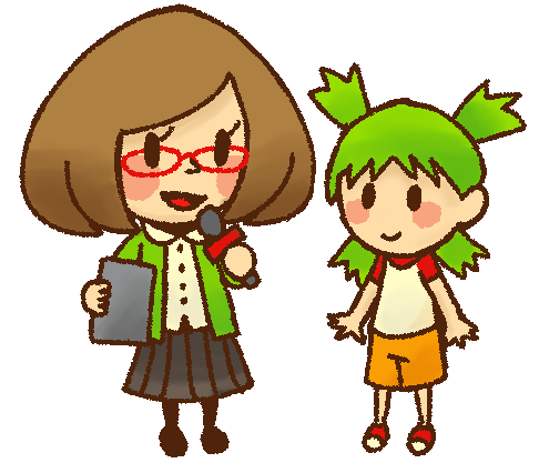 2girls, aliasing, bangs, blush, blush_stickers, brown_hair, crossover, glasses