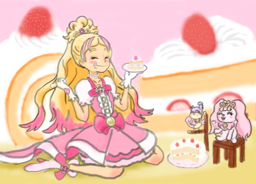 1girl, aroma_(go!_princess_precure), artist_request, blonde_hair, boots, closed_eyes, cure_flora, female