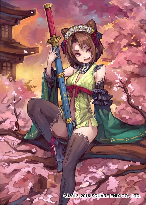 1girl, bow, bow_panties, branch, breasts, brown_hair, cherry_blossoms, cleavage