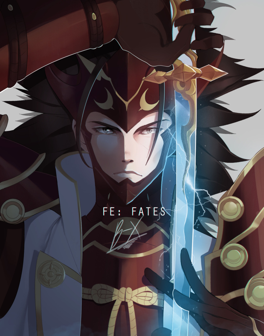 1boy, armor, artist_name, brown_eyes, brown_hair, copyright_name, fire_emblem, fire_emblem_if