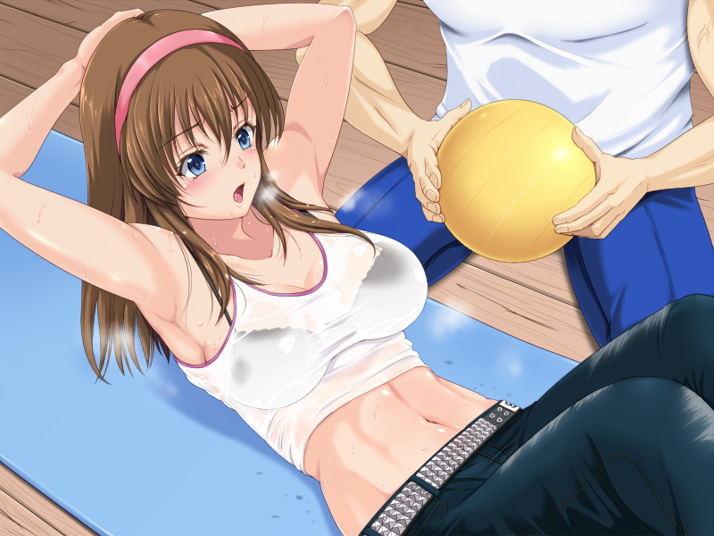 1boy, 1girl, armpits, arms_behind_head, arms_up, bare_shoulders, belt, black_bra