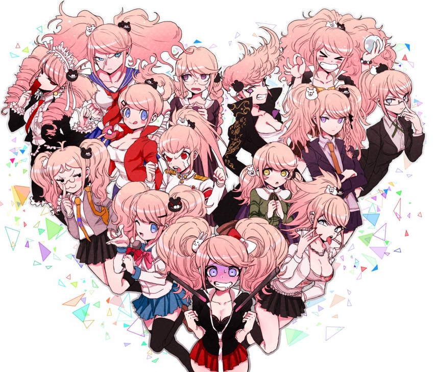 6+girls, \n/, adjusting_glasses, alternate_hairstyle, asahina_aoi, asahina_aoi_(cosplay), bear_hair_ornament, bespectacled