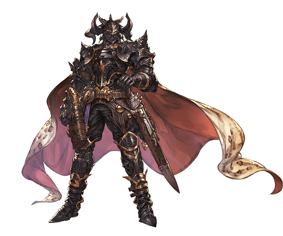 1girl, apollonia_vaar, armor, black_armor, cape, full_armor, gauntlets, granblue_fantasy