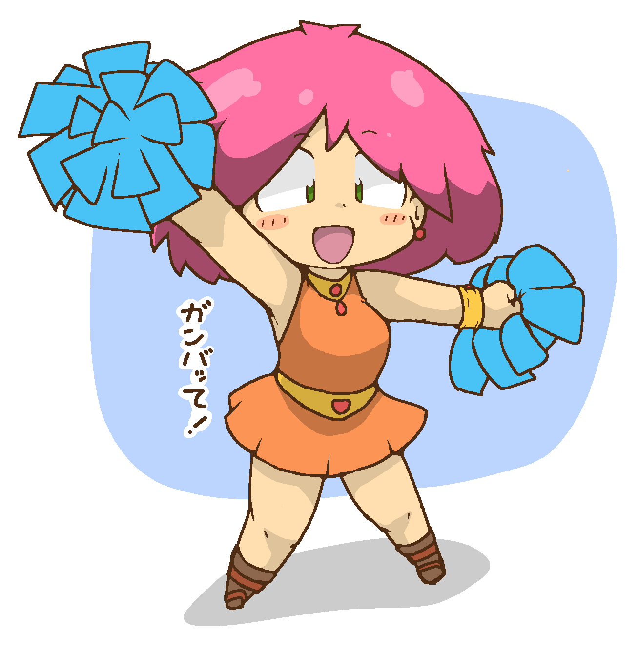 1girl, blush, breasts, cheerleader, final_fantasy, final_fantasy_v, green_eyes, highres