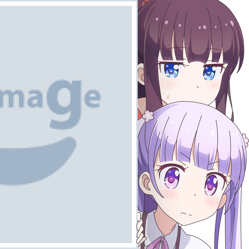2girls, blue_eyes, blush, brown_hair, long_hair, mugen_ouka, multiple_girls, new_game!