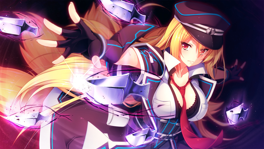 1girl, aristear_remain, astronauts, astronauts_comet, black_bra, blonde_hair, blush, bra