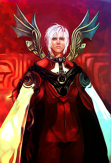1boy, albedo_piazzolla, albino, cloak, closed_mouth, collared_shirt, cowboy_shot, gloves