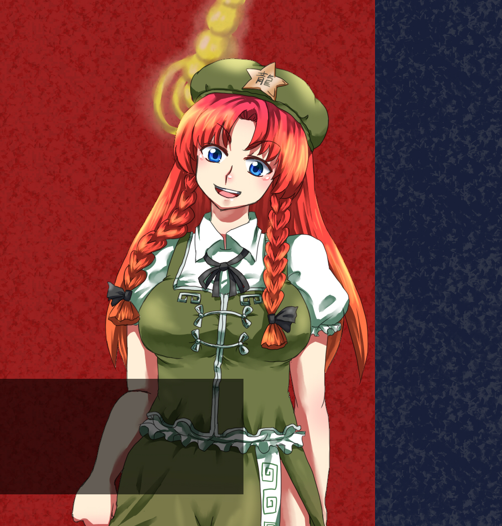 braid, china_dress, chinadress, chinese_clothes, hat, hong_meiling, mizu_mochi, red_hair