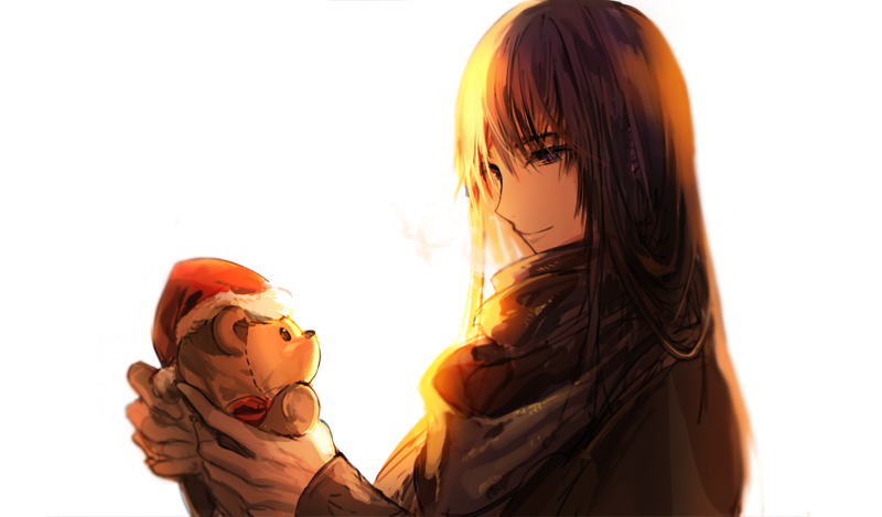 1girl, alter_(silent_mute), brown_hair, character_request, copyright_request, hat, long_hair, red_eyes