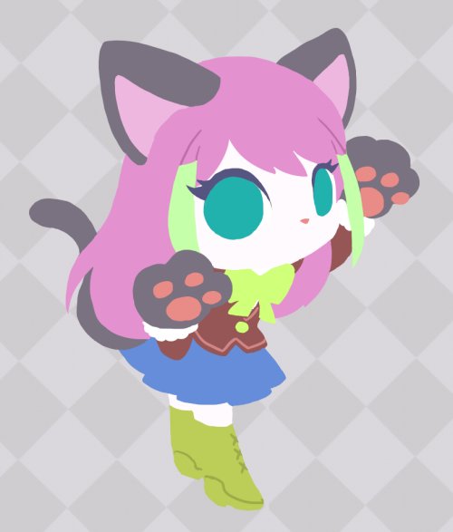 1girl, argyle, argyle_background, blazer, boots, bow, cat, furry