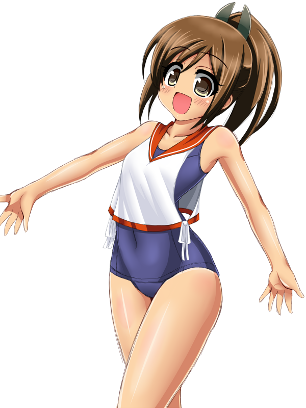 1girl, brown_eyes, brown_hair, i-401_(kantai_collection), kantai_collection, open_mouth, ponytail, sailor_collar