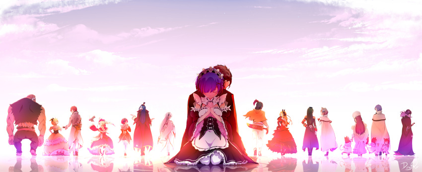 absurdres, aldebaran_(re:zero), amputee, anastasia_hoshin, animal_ears, apron, armband, bald