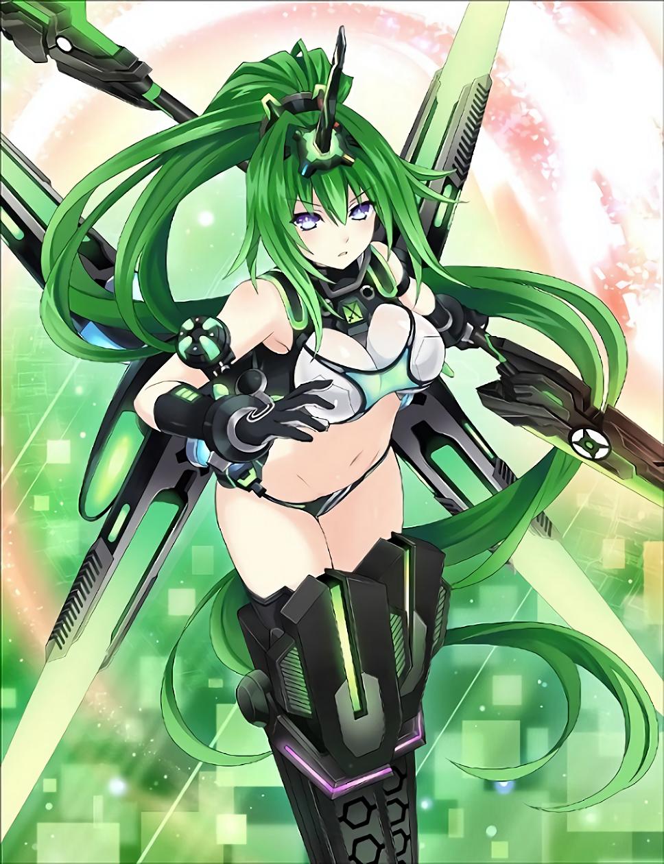 1girl, absurdly_long_hair, bangs, bare_shoulders, blue_eyes, breasts, choujigen_game_neptune, crop_top