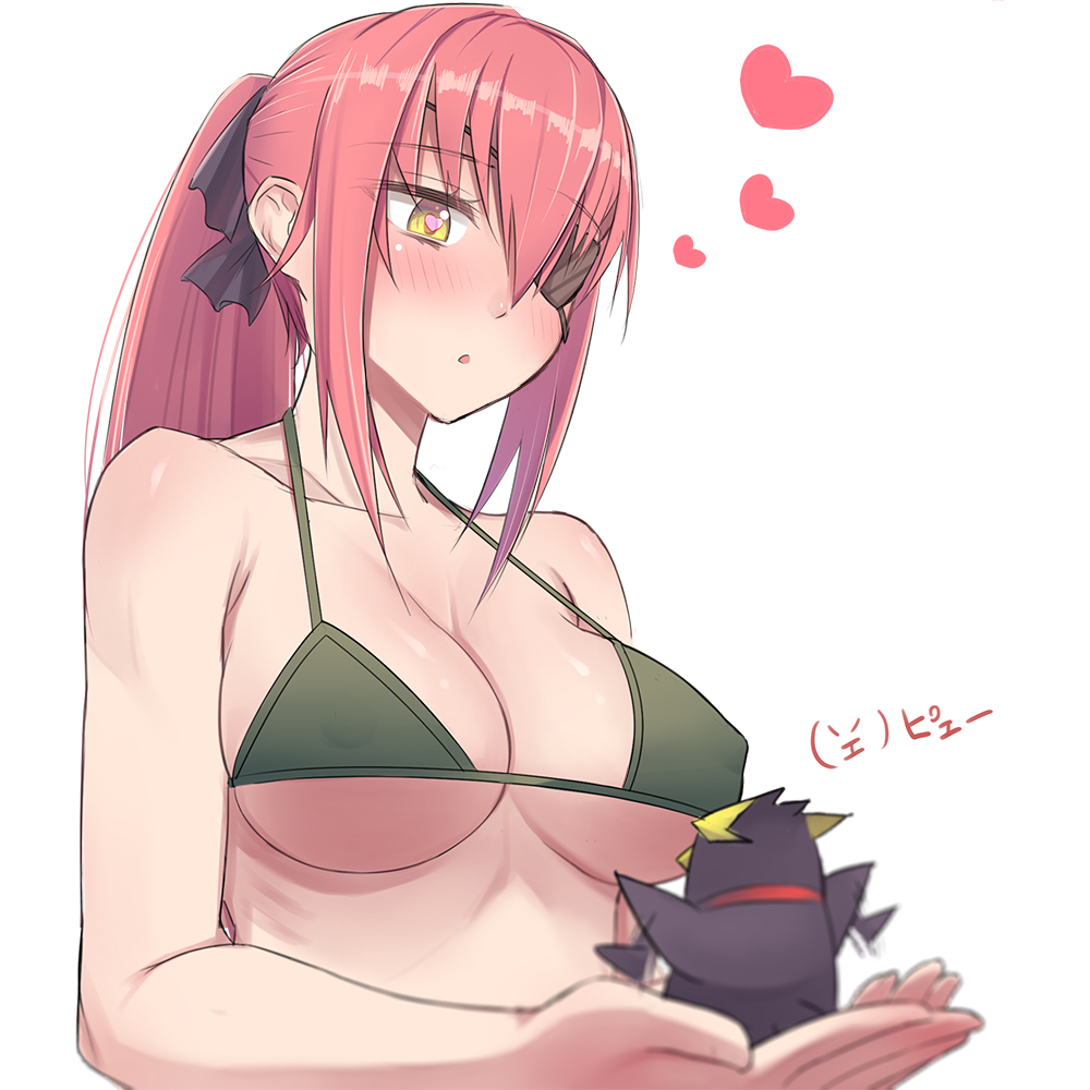 1boy, 1girl, bikini, blush, breasts, cz2128_delta, eclair_ecleir_eicler, eyepatch