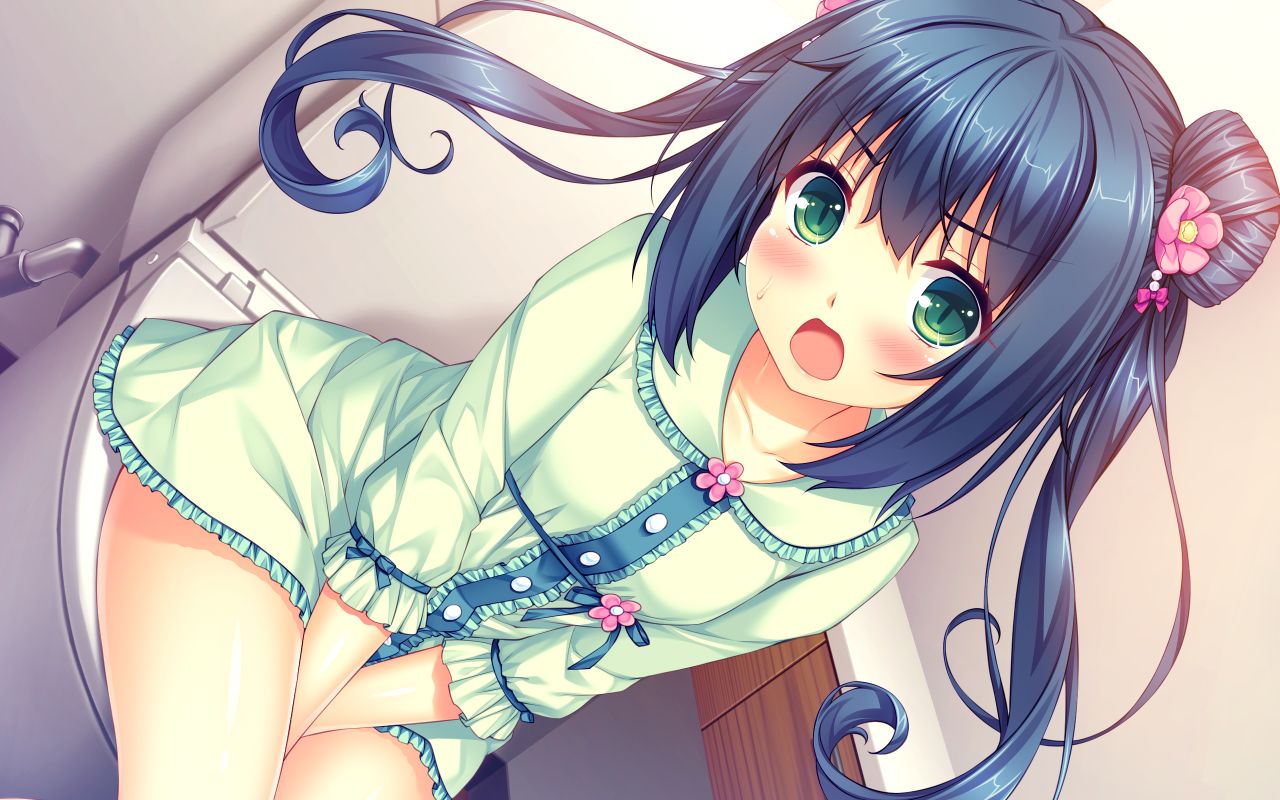 blush, boku_to_koi_suru_ponkotsu_akuma., embarrassed, game_cg, green_eyes, ryuusenji_aifa, sayori, smile_(company)