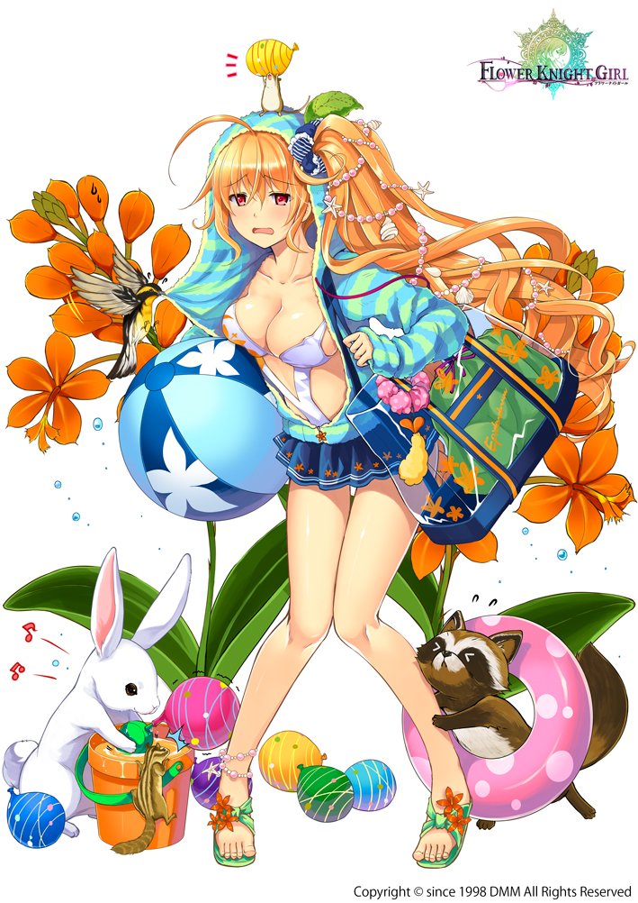 1girl, ahoge, animal, animal_on_head, anklet, bag, ball, bangs