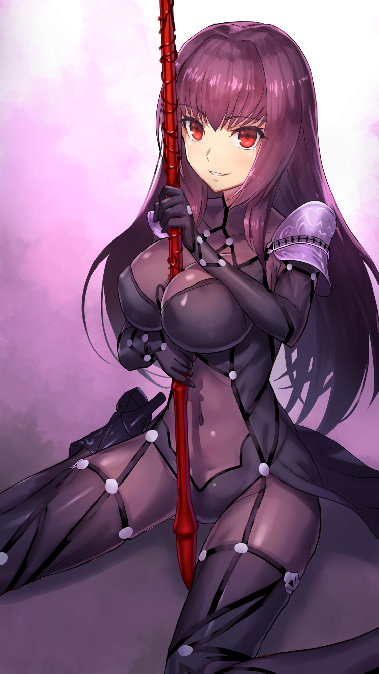 1girl, between_breasts, bodysuit, breasts, covered_navel, fate/grand_order, fate_(series), gae_bolg
