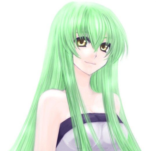 cc, code_geass, green_hair, long_hair, smile, sora_(artist), sora_(firstaid), yellow_eyes
