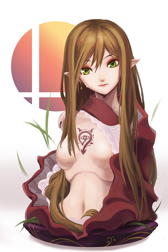 1girl, brown_hair, crying, crying_with_eyes_open, doll, doll_joints, elf, green_eyes