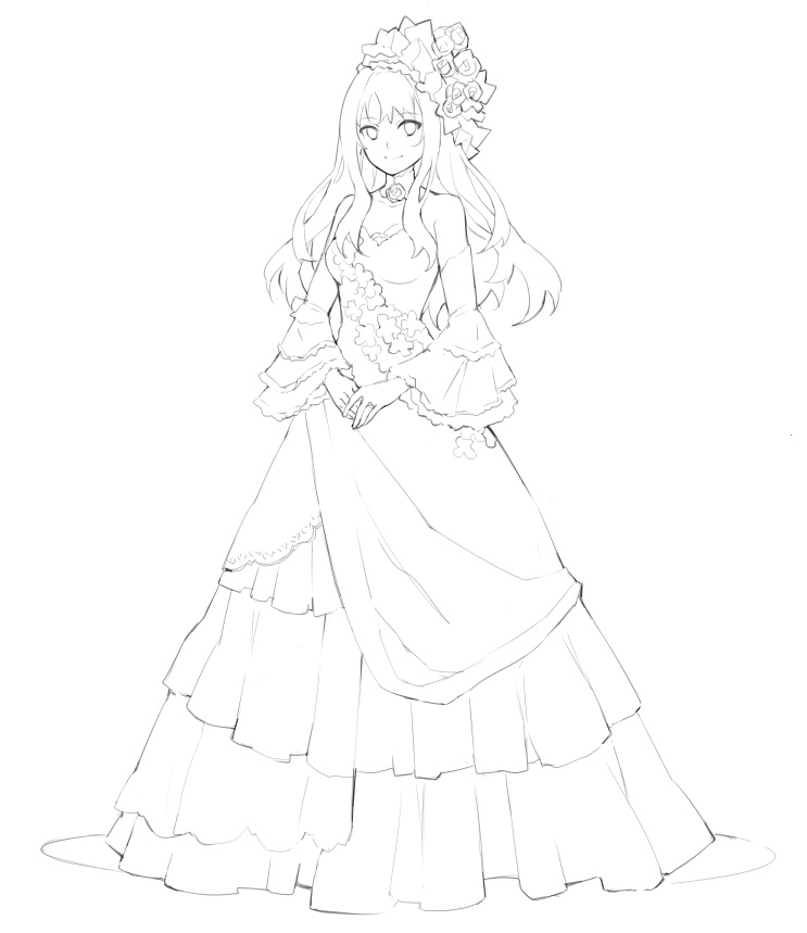 1girl, alternate_costume, bare_shoulders, breasts, cleavage, closed_mouth, detached_sleeves, dress