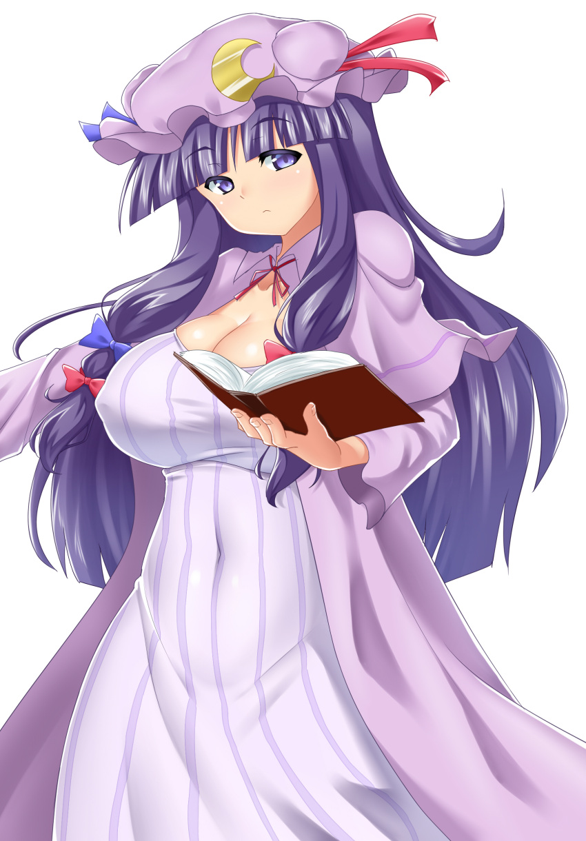 1girl, :<, absurdres, bangs, belly, blunt_bangs, book, breasts