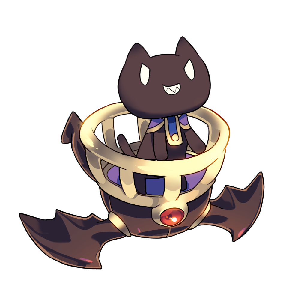 blade_(galaxist), cat, full_body, kuroe_(pop-up_story), no_humans, official_art, open_mouth, pop-up_story