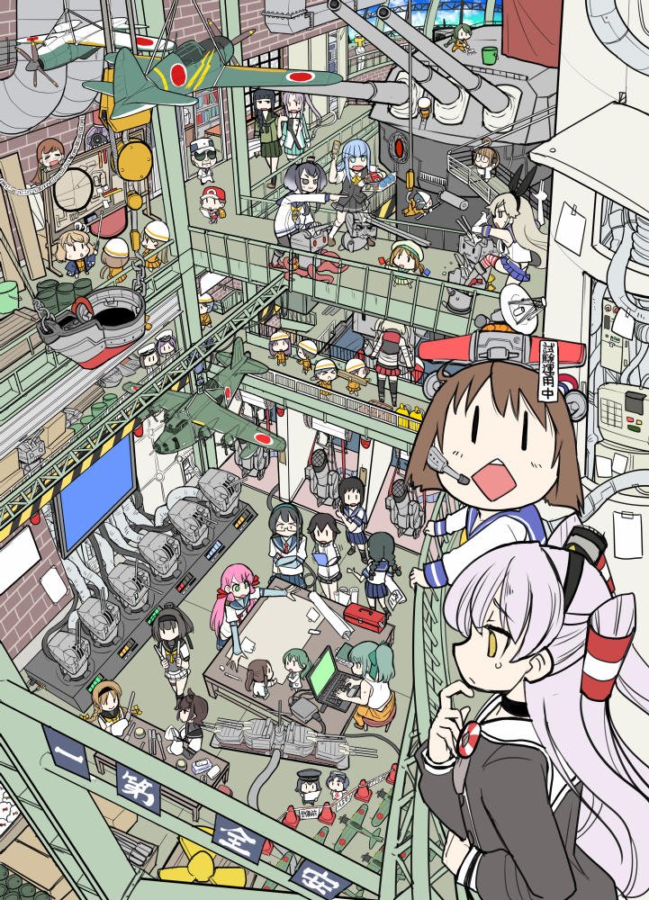 00s, 10s, 6+girls, aircraft, airplane, akashi_(kantai_collection), akitsu_maru_(kantai_collection), akitsushima_(kantai_collection)